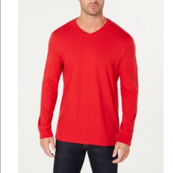 Club Room Other - Club Room Men’s V-Neck Long Sleeve T-Shirt Created For Macy’s Fire Size L